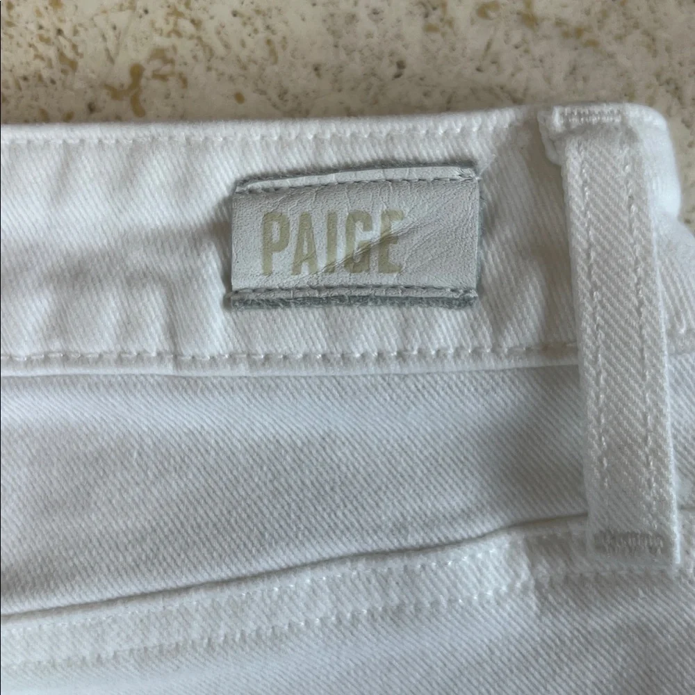 PAIGE Cindy Crop “crisp white” with distressed hem jeans womens 28 - Picture 6 of 13
